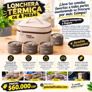 Lonchera Recipientes Portatil Porta Comida Termica De 4 Piezas Con Estuche